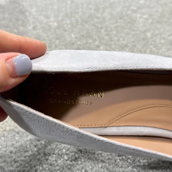 Cole Haan Gabbie Pump Suede 80 Pearl Grey Stiletto Heels NIB Sz 8 Wedding Formal - Picture 11 of 15